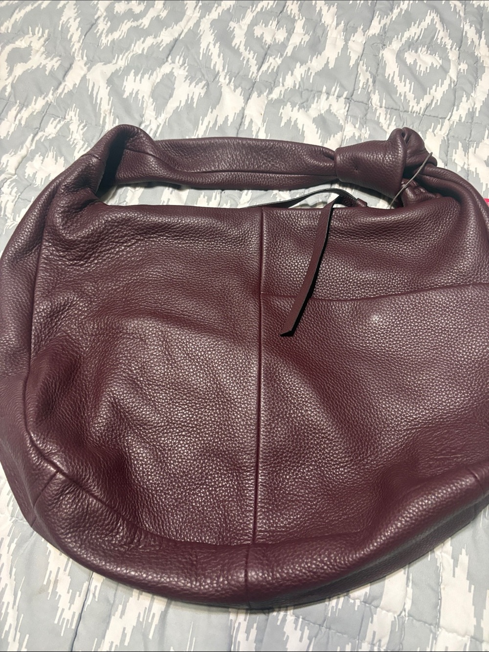 Lux Pebbled Leather Hobo Bag - Wine